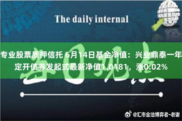 专业股票质押信托 6月14日基金净值：兴业鼎泰一年定开债券发起式最新净值1.0181，涨0.02%