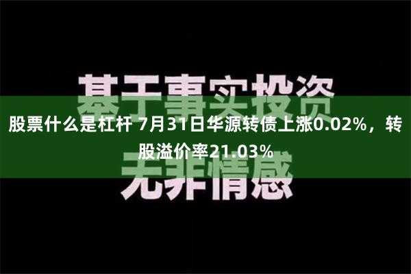 股票什么是杠杆 7月31日华源转债上涨0.02%，转股溢价率21.03%